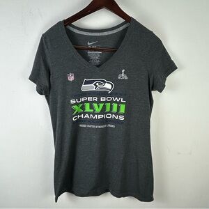 Nike Seattle Seahawks Slim Fit Top Super bowl 48 champions shirt Gray Size XL